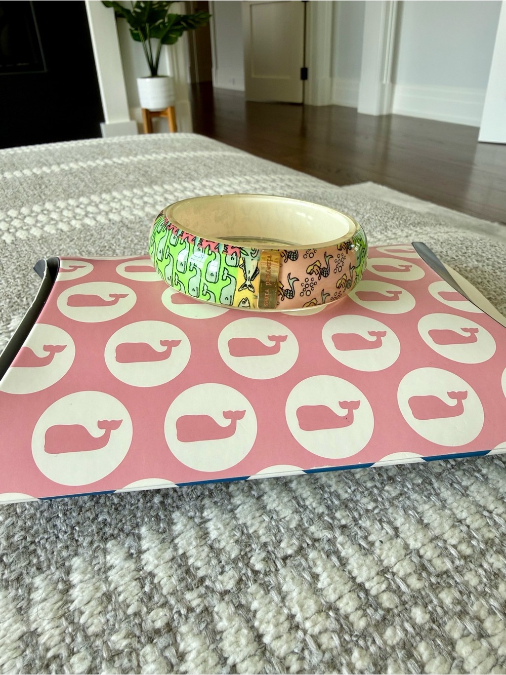 Vineyard Vines Multicolor Whale Print Enamel Bangle Bracelet